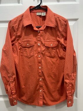 Vintage L.L.Bean Peach Polka Dot Button-Up Shirt